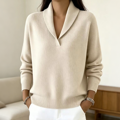 ☁️ All-Day Comfort | Women's Cozy Shawl-Collar Pullover Sweater