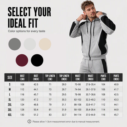 ✨ Easy Everyday Comfort | Men's Color-Block Zip-Up Hoodie & Sweatpants 2-Piece Set