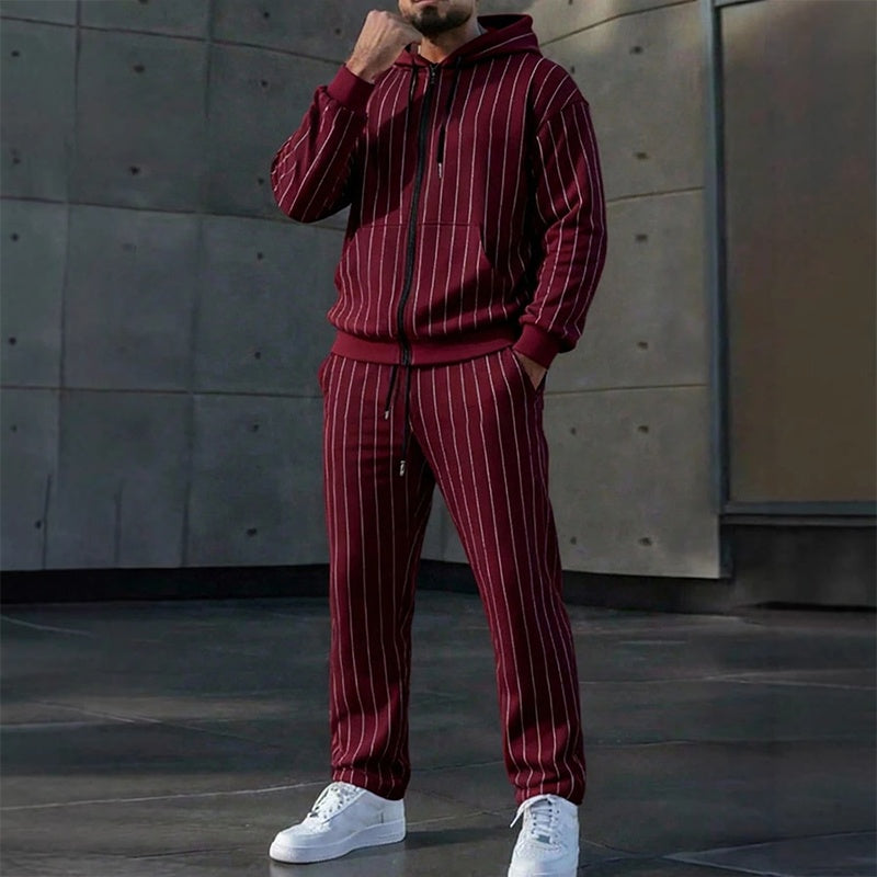 ✨ Easy Everyday Comfort | Men's Color-Block Zip-Up Hoodie & Sweatpants 2-Piece Set