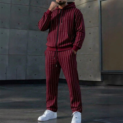 ✨ Easy Everyday Comfort | Men's Color-Block Zip-Up Hoodie & Sweatpants 2-Piece Set