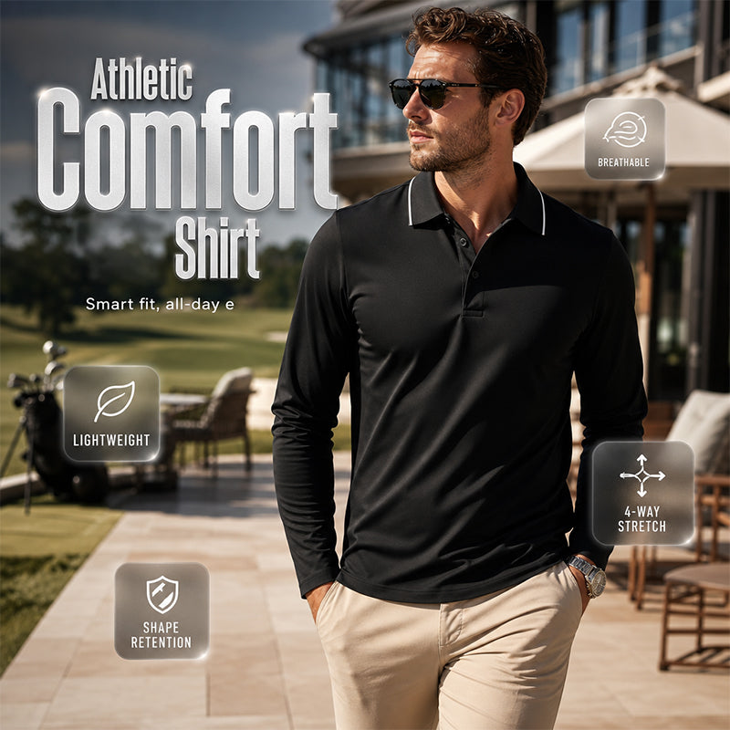 ✨ Easy Everyday Comfort | Men's Contrast-Collar Short-Sleeve Golf Shirt