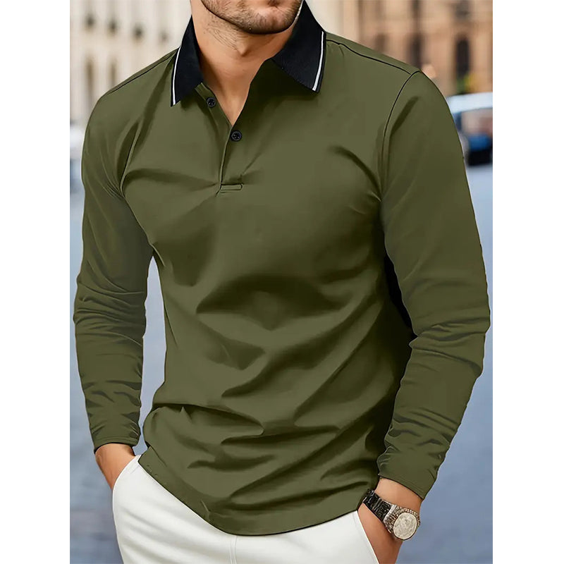 ✨ Easy Everyday Comfort | Men's Contrast-Collar Short-Sleeve Golf Shirt