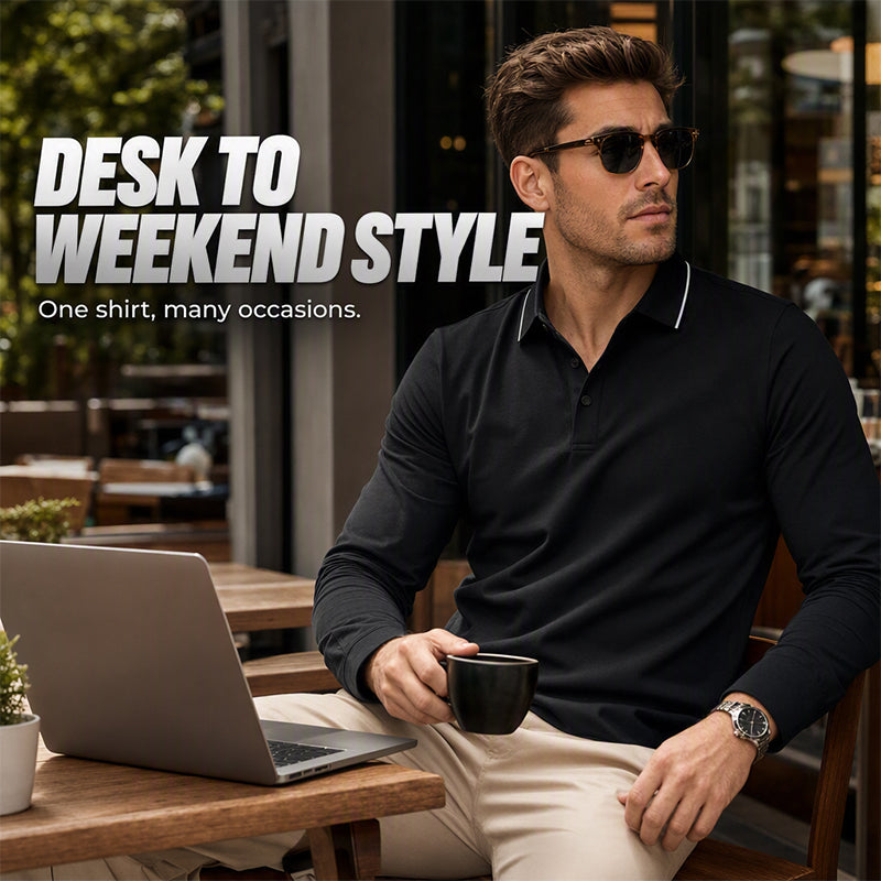 ✨ Easy Everyday Comfort | Men's Contrast-Collar Short-Sleeve Golf Shirt