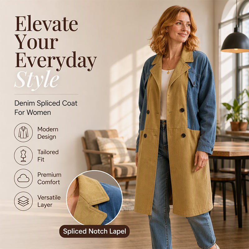 ✨ Elevated Denim Style | Women's Denim Patchwork Lapel Jacket