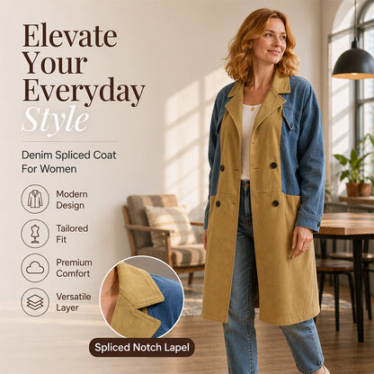 ✨ Elevated Denim Style | Women's Denim Patchwork Lapel Jacket