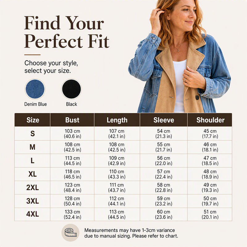 ✨ Elevated Denim Style | Women's Denim Patchwork Lapel Jacket