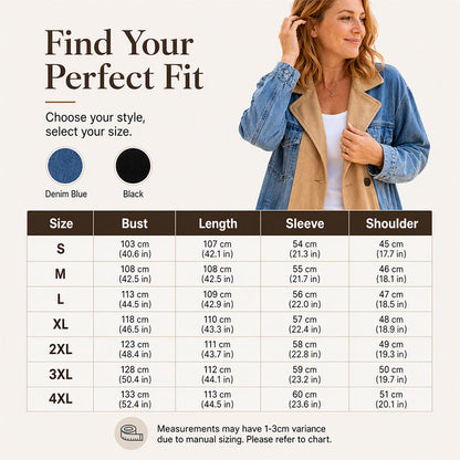 ✨ Elevated Denim Style | Women's Denim Patchwork Lapel Jacket