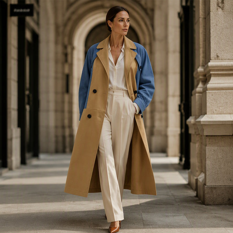 ✨ Elevated Denim Style | Women's Denim Patchwork Lapel Jacket