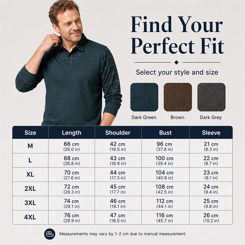 ✨ Timeless Comfort | Men's Plaid Layered-Look Knit Top