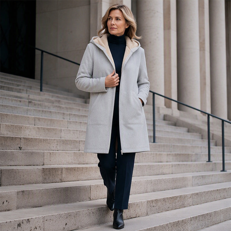 ❄️ Cold-Weather Comfort | Women's Cozy Mid-Length Hooded Zip-Up Jacket