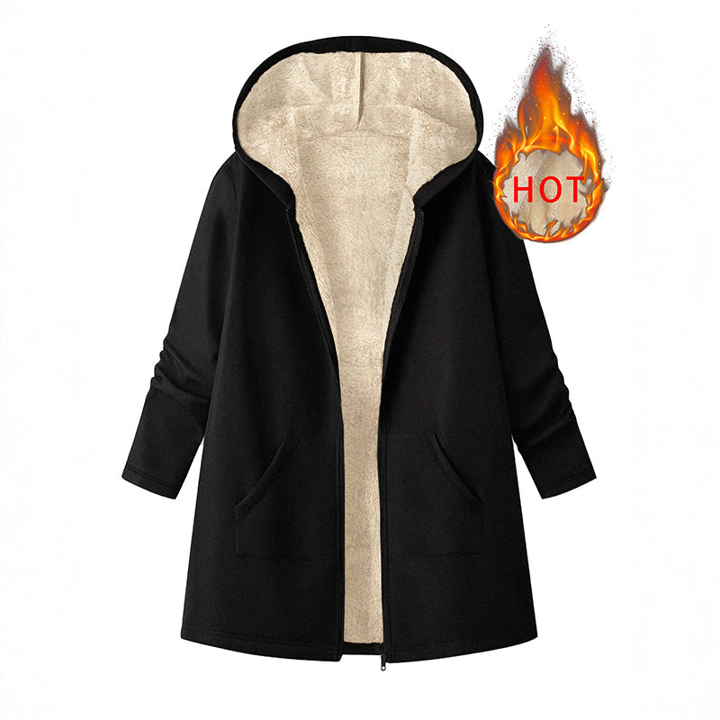 ❄️ Cold-Weather Comfort | Women's Cozy Mid-Length Hooded Zip-Up Jacket