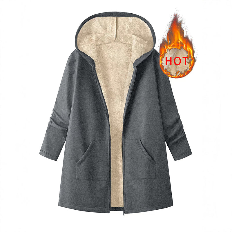 ❄️ Cold-Weather Comfort | Women's Cozy Mid-Length Hooded Zip-Up Jacket