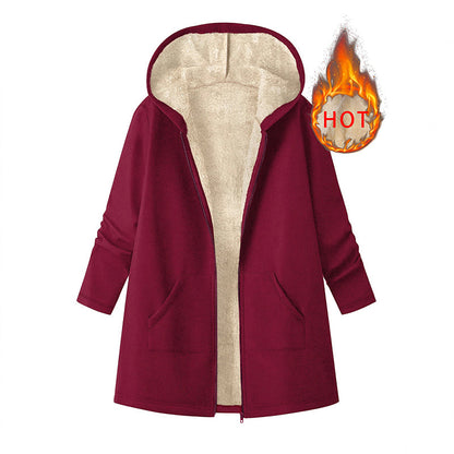 ❄️ Cold-Weather Comfort | Women's Cozy Mid-Length Hooded Zip-Up Jacket