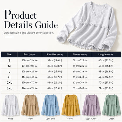 ☀️ Lightweight Comfort | Women's Tassel V-Neck Relaxed-Fit Blouse