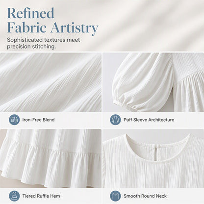 ✨ Timeless Elegance | Women's Flattering Ruffle-Hem Long-Sleeve Maxi Dress