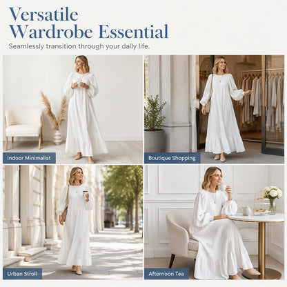 ✨ Timeless Elegance | Women's Flattering Ruffle-Hem Long-Sleeve Maxi Dress