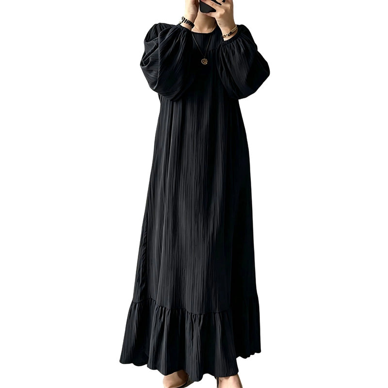 ✨ Timeless Elegance | Women's Flattering Ruffle-Hem Long-Sleeve Maxi Dress