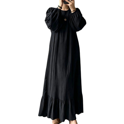 ✨ Timeless Elegance | Women's Flattering Ruffle-Hem Long-Sleeve Maxi Dress