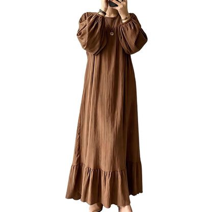 ✨ Timeless Elegance | Women's Flattering Ruffle-Hem Long-Sleeve Maxi Dress