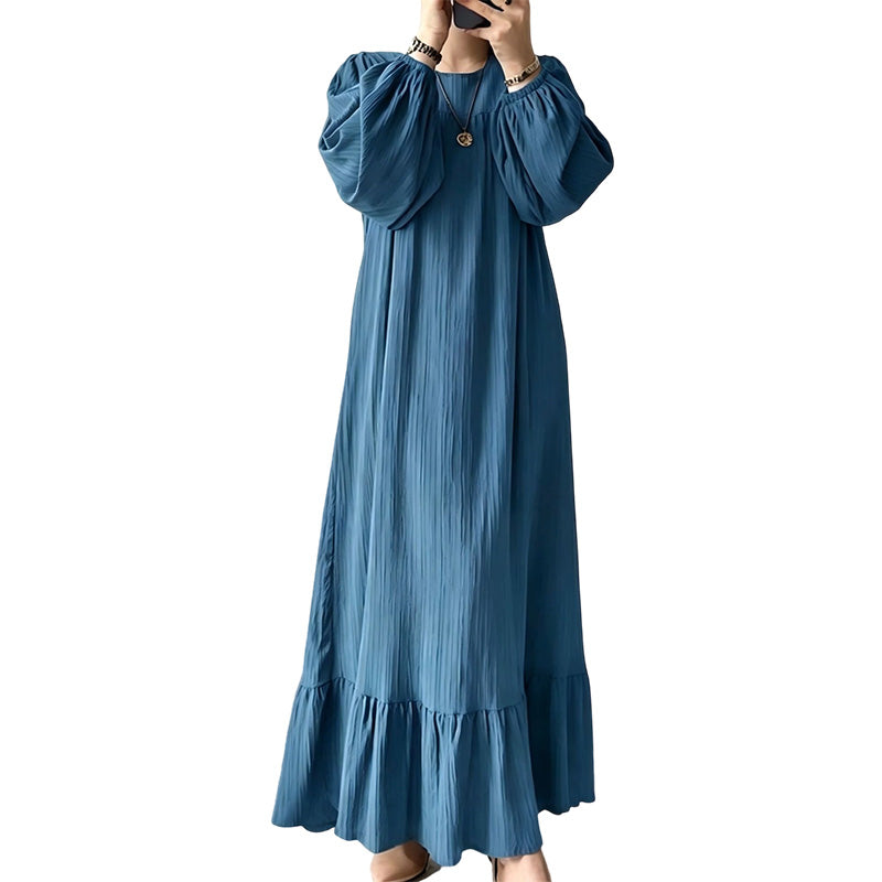 ✨ Timeless Elegance | Women's Flattering Ruffle-Hem Long-Sleeve Maxi Dress