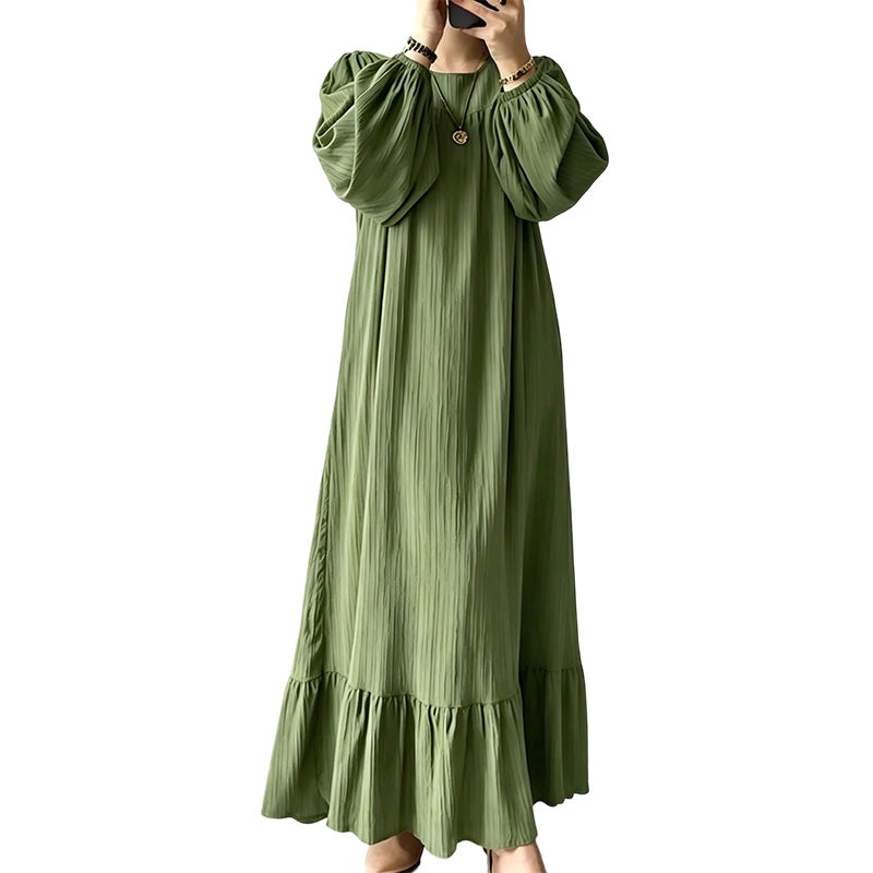 ✨ Timeless Elegance | Women's Flattering Ruffle-Hem Long-Sleeve Maxi Dress