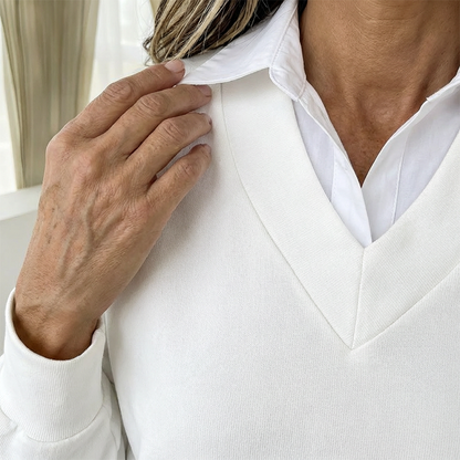 ✨ Effortless Comfort | Women's Relaxed Long-Sleeve Top & Wide-Leg Pants Set