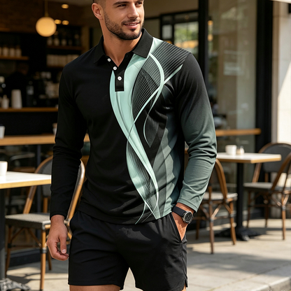 ✨ Easy Everyday Style | Men's Comfortable Contrast-Design Long-Sleeve Shirt