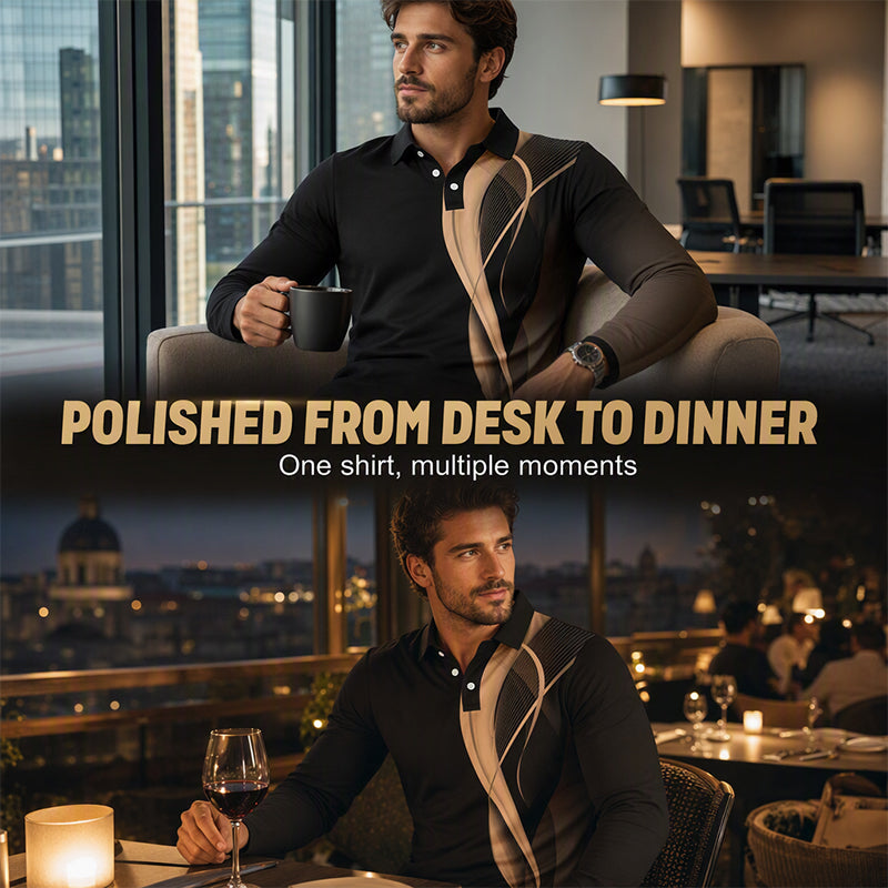 ✨ Easy Everyday Style | Men's Comfortable Contrast-Design Long-Sleeve Shirt