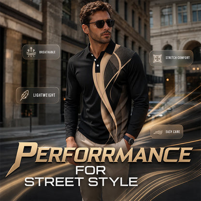 ✨ Easy Everyday Style | Men's Comfortable Contrast-Design Long-Sleeve Shirt