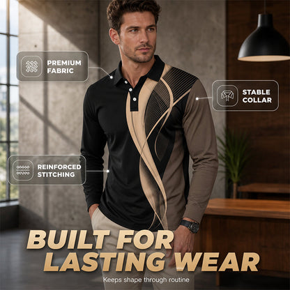 ✨ Easy Everyday Style | Men's Comfortable Contrast-Design Long-Sleeve Shirt