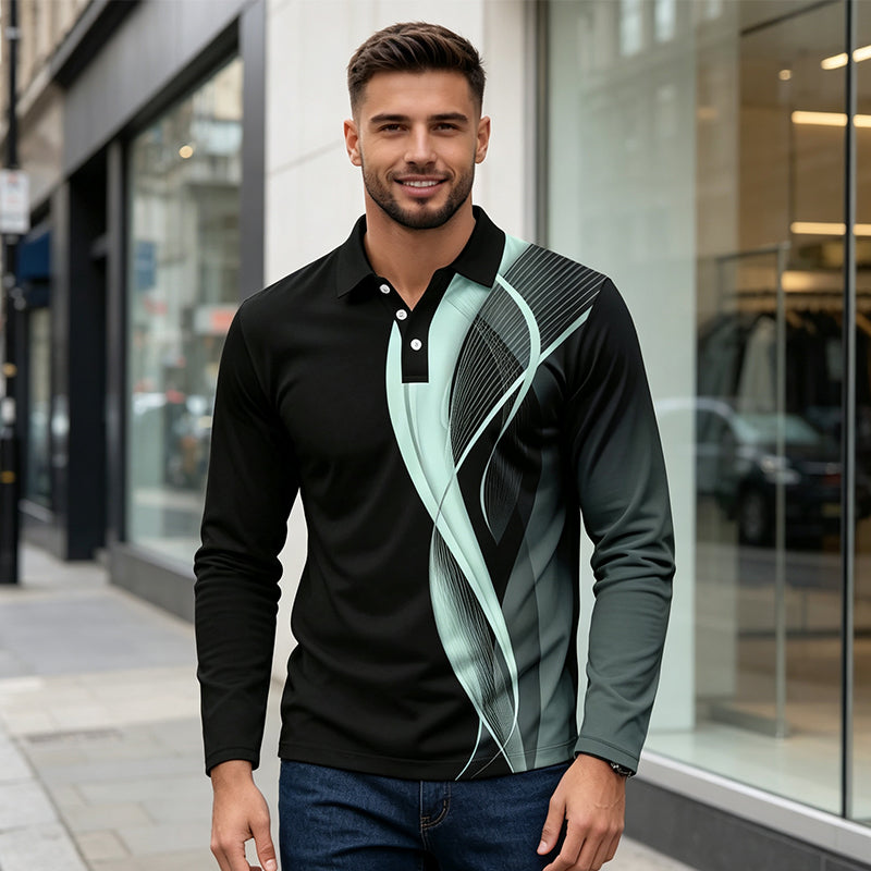 ✨ Easy Everyday Style | Men's Comfortable Contrast-Design Long-Sleeve Shirt
