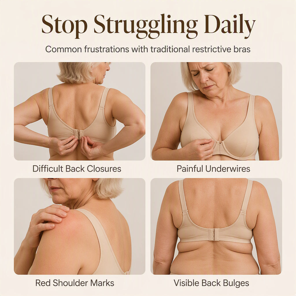 💖 Easy Everyday Comfort | Women's Wire-Free Front-Closure Support Bra