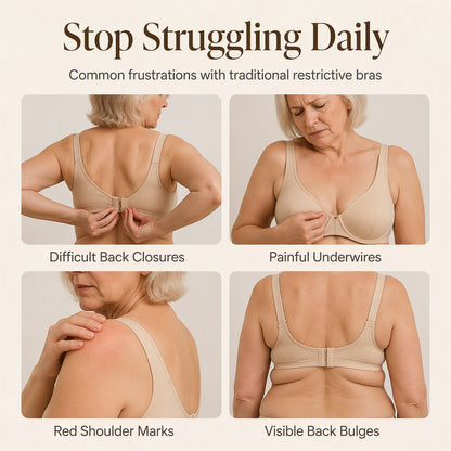 💖 Easy Everyday Comfort | Women's Wire-Free Front-Closure Support Bra