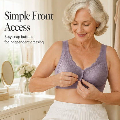 💖 Easy Everyday Comfort | Women's Wire-Free Front-Closure Support Bra