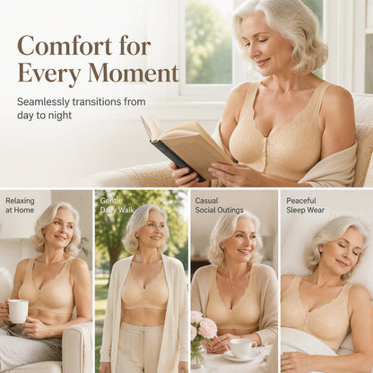 💖 Easy Everyday Comfort | Women's Wire-Free Front-Closure Support Bra