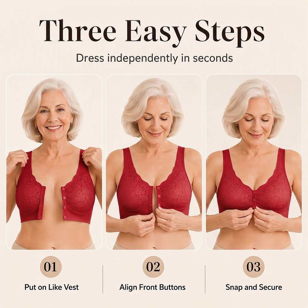 💖 Easy Everyday Comfort | Women's Wire-Free Front-Closure Support Bra