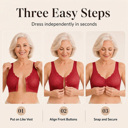 💖 Easy Everyday Comfort | Women's Wire-Free Front-Closure Support Bra