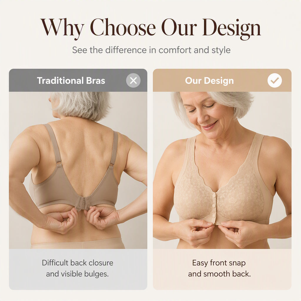 💖 Easy Everyday Comfort | Women's Wire-Free Front-Closure Support Bra