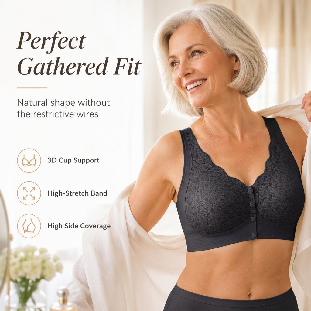 💖 Easy Everyday Comfort | Women's Wire-Free Front-Closure Support Bra