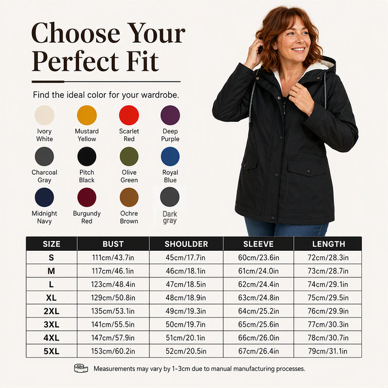 ❄️ Cold-Weather Comfort | Women's Plush-Lined Windproof Hooded Jacket