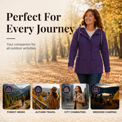 ❄️ Cold-Weather Comfort | Women's Plush-Lined Windproof Hooded Jacket