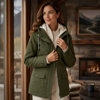 ❄️ Cold-Weather Comfort | Women's Plush-Lined Windproof Hooded Jacket