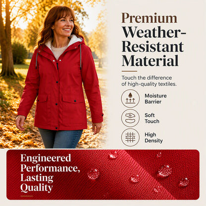 ❄️ Cold-Weather Comfort | Women's Plush-Lined Windproof Hooded Jacket