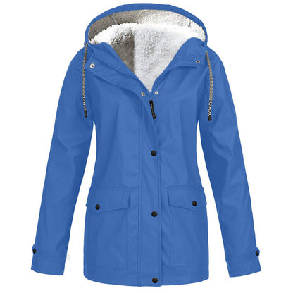 ❄️ Cold-Weather Comfort | Women's Plush-Lined Windproof Hooded Jacket