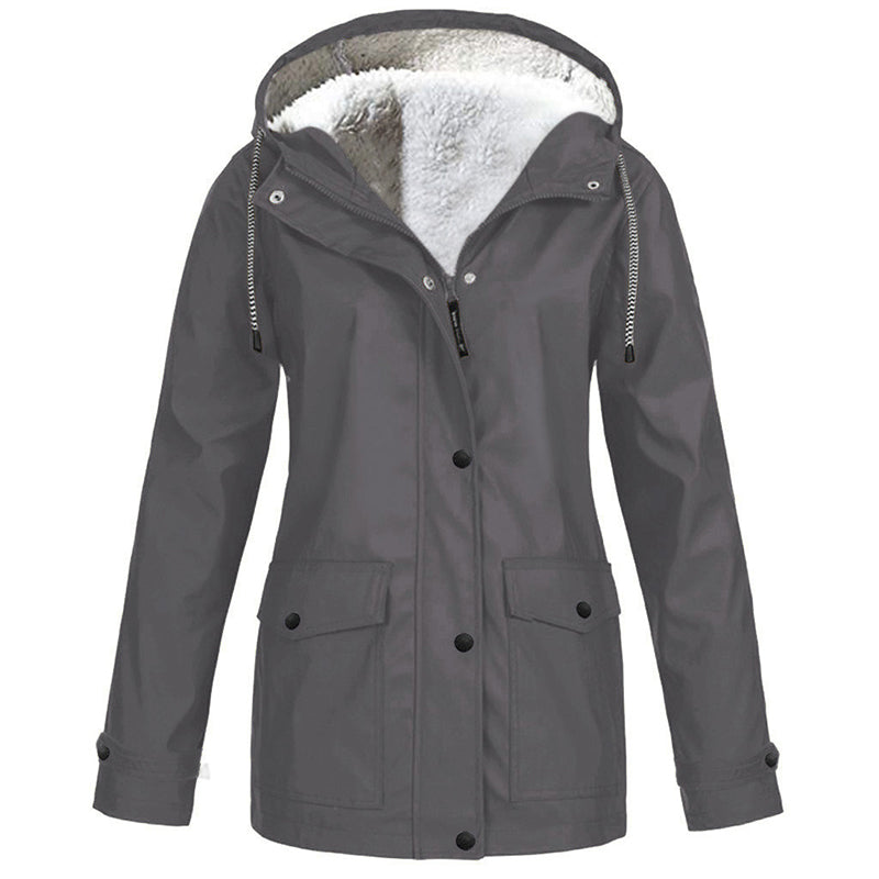 ❄️ Cold-Weather Comfort | Women's Plush-Lined Windproof Hooded Jacket
