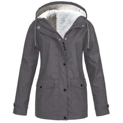 ❄️ Cold-Weather Comfort | Women's Plush-Lined Windproof Hooded Jacket