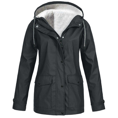 ❄️ Cold-Weather Comfort | Women's Plush-Lined Windproof Hooded Jacket