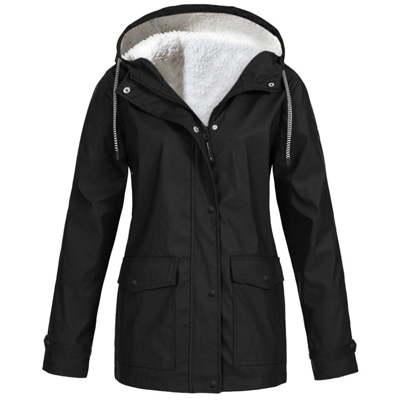 ❄️ Cold-Weather Comfort | Women's Plush-Lined Windproof Hooded Jacket