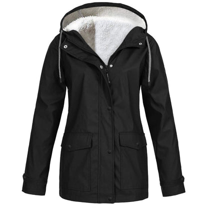 ❄️ Cold-Weather Comfort | Women's Plush-Lined Windproof Hooded Jacket