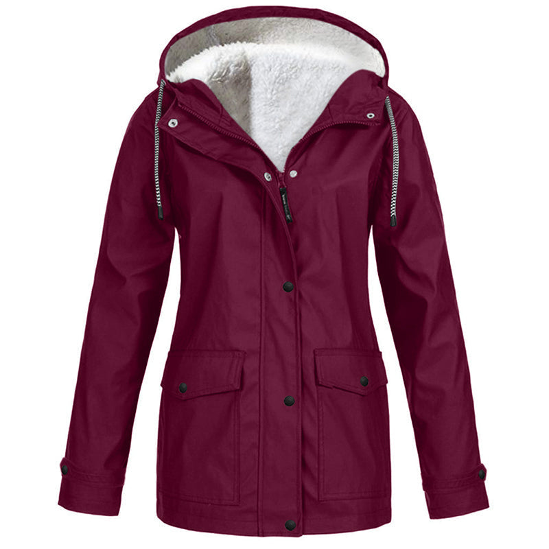 ❄️ Cold-Weather Comfort | Women's Plush-Lined Windproof Hooded Jacket